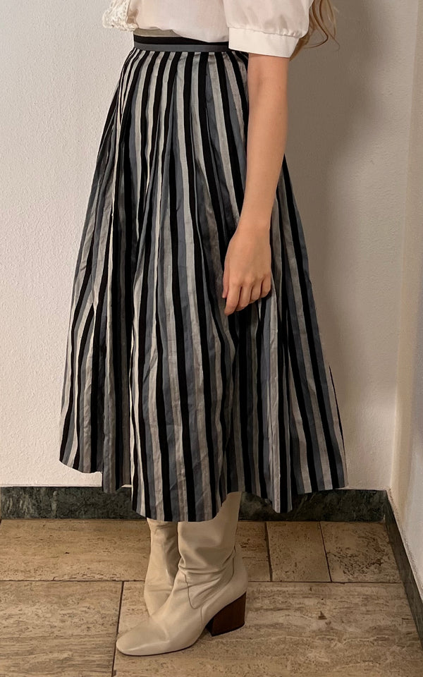 Vintage Striped Silk Skirt