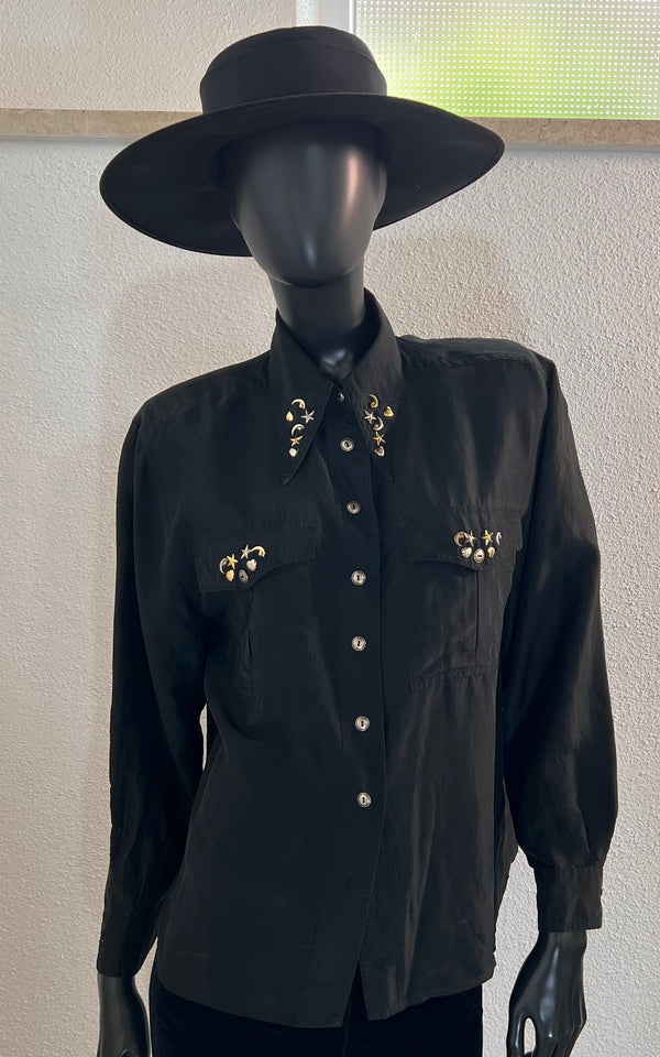 Vintage Studded Silk Blouse