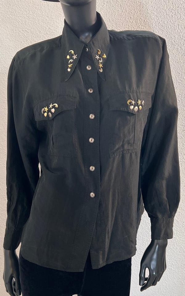 Vintage Studded Silk Blouse