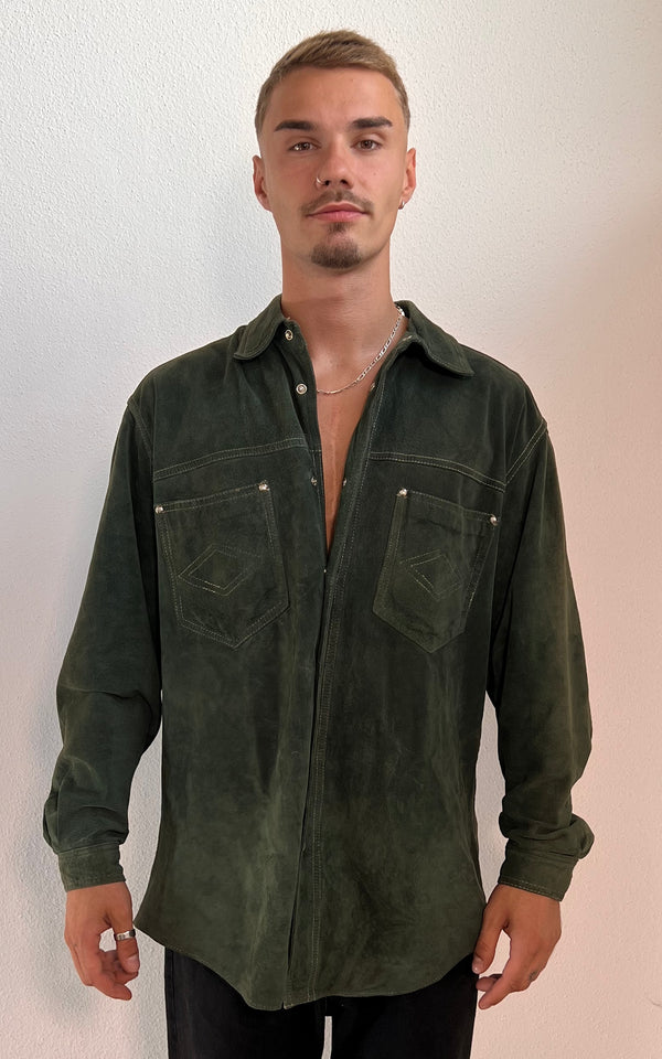 Vintage MENS Green Suede Shirt