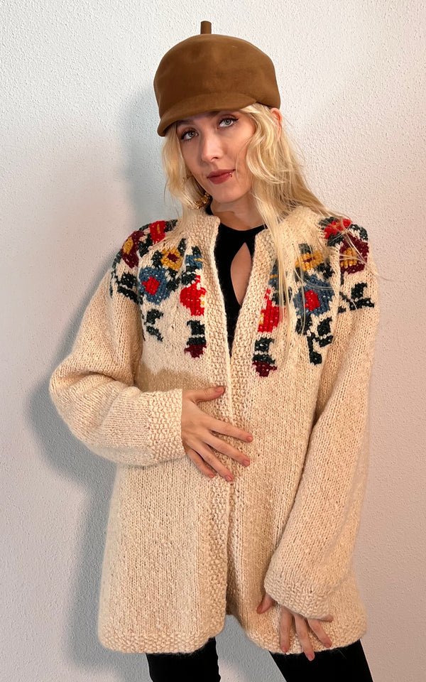 Vintage 70s Handmade Knit Cardigan