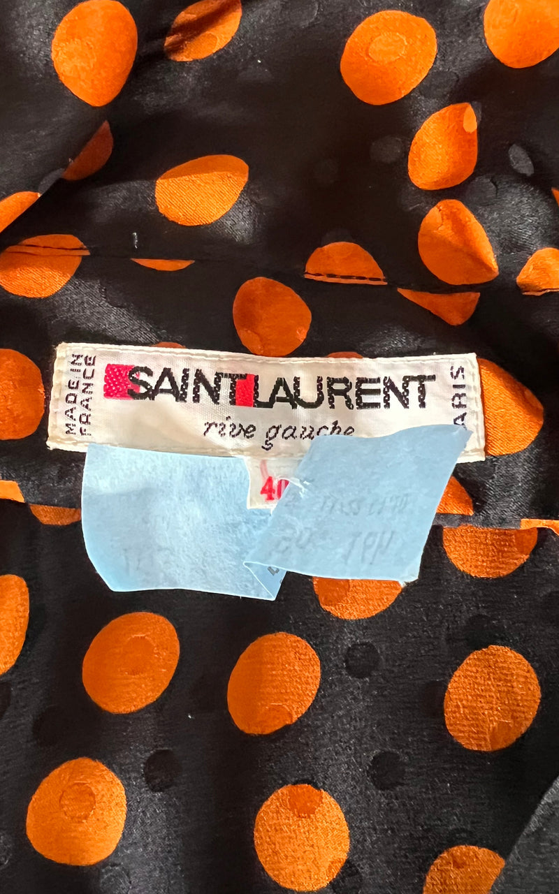 Vintage Yves Saint Laurent Silk Dress Autum Winter 1980 Polka Dots