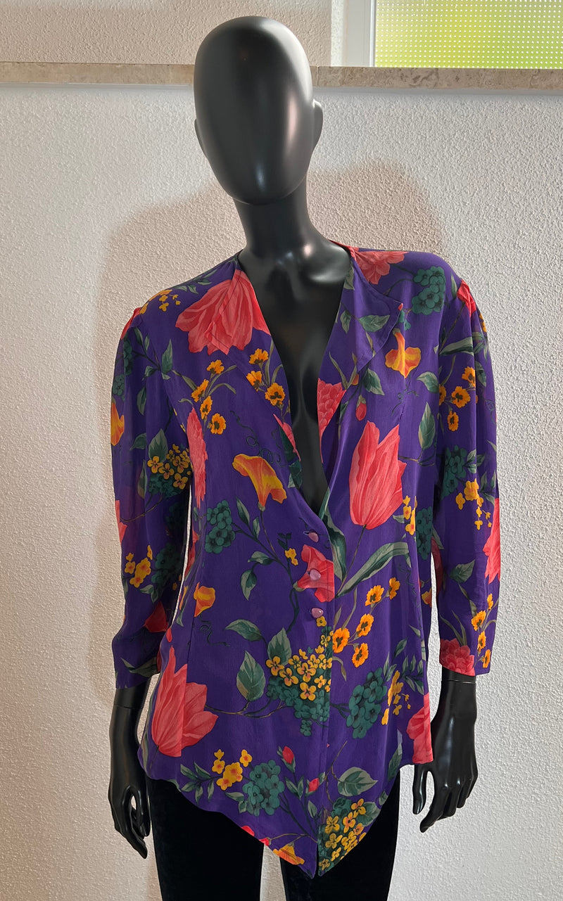 Vintage Flower Silk Blouse