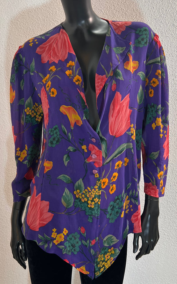 Vintage Flower Silk Blouse