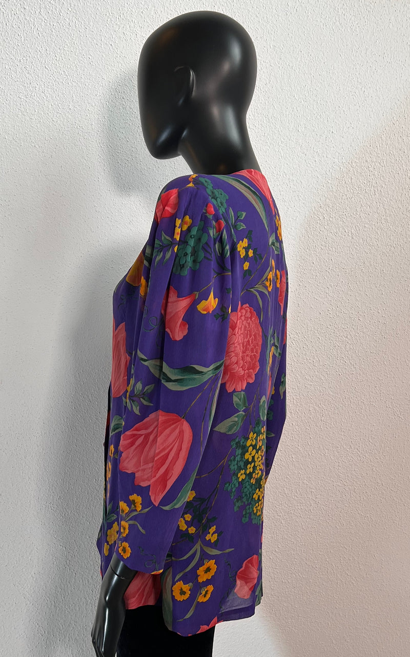 Vintage Flower Silk Blouse