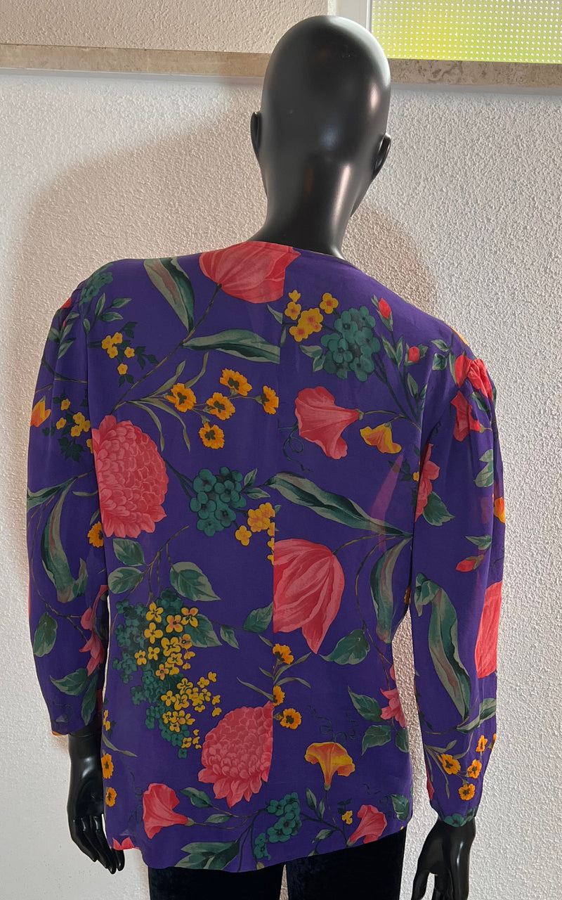 Vintage Flower Silk Blouse