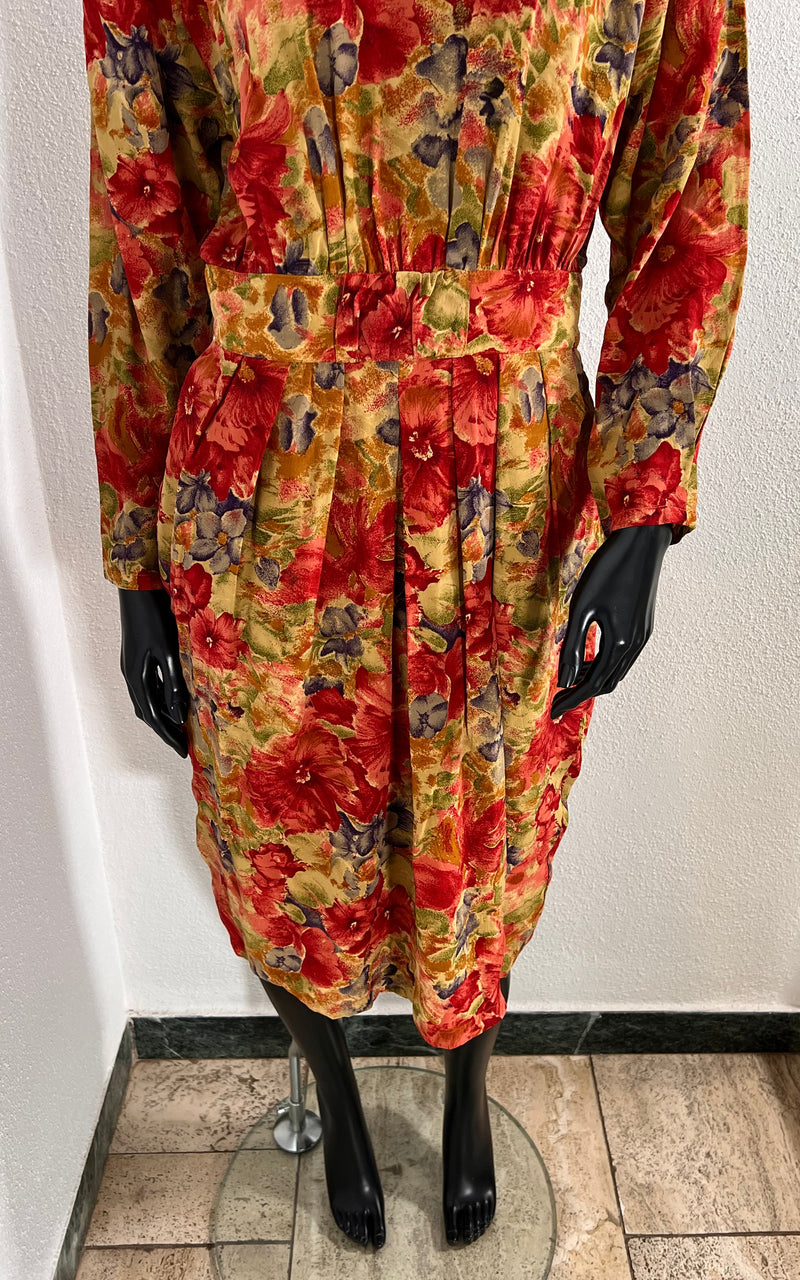 Vintage Zapa Poppy Flower Silk Dress