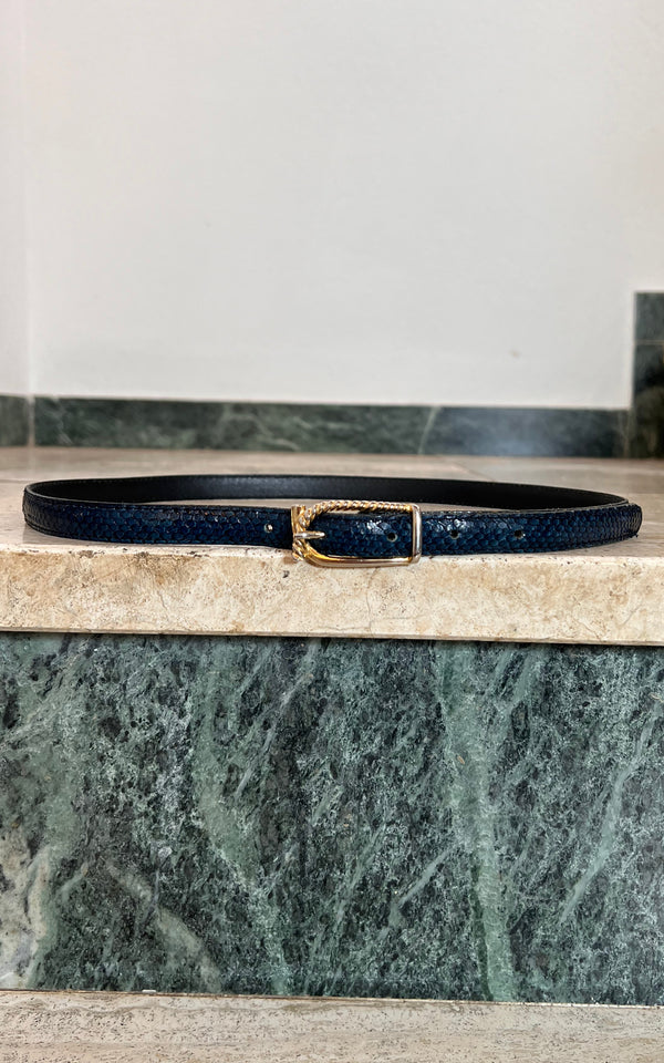 Vintage 70s Snakeskin Slim Belt