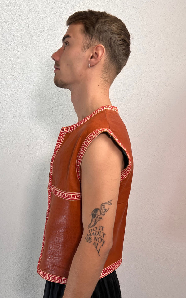 Vintage MENS 70s Leather Waistcoat