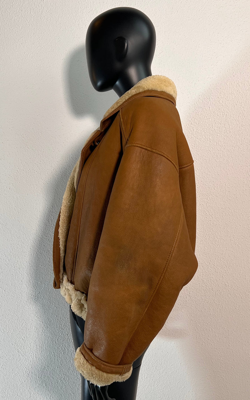 Vintage Cropped Shearling Jacket