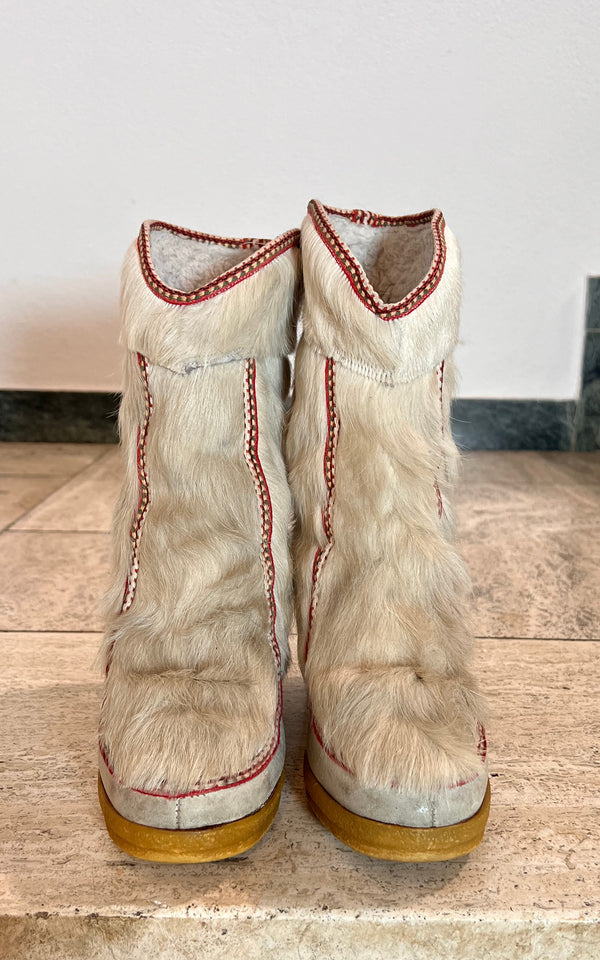 Vintage 70s Winter Fur Boots 38