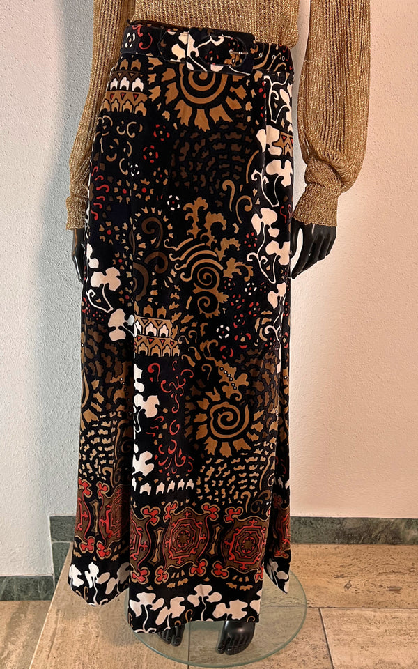 Vintage 70s Psychedelic Velvet Skirt