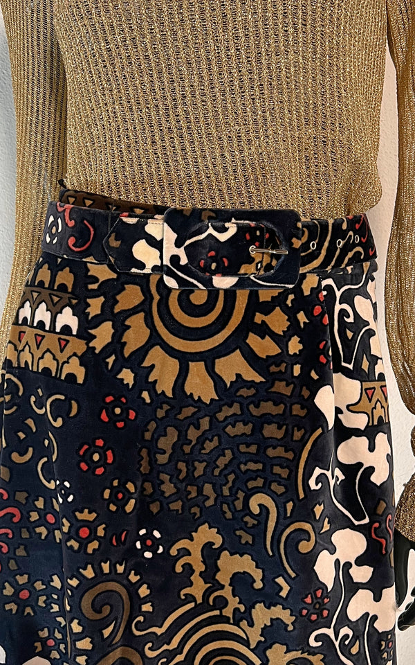 Vintage 70s Psychedelic Velvet Skirt