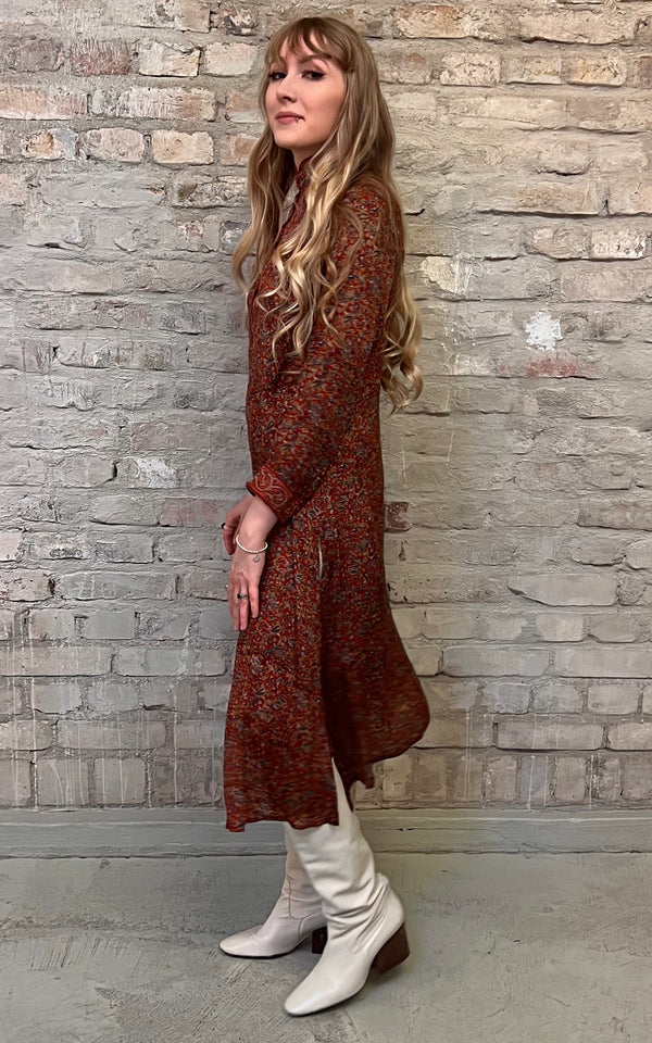 Vintage 70s Indian Silk Caftan Dress