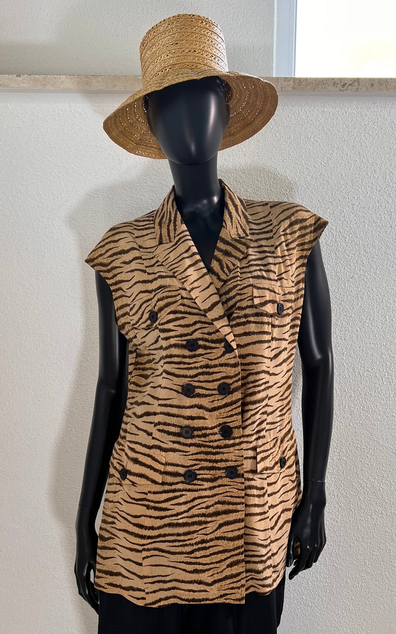 Vintage Silk Tiger Print Blouse