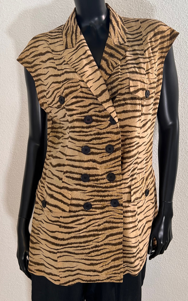 Vintage Silk Tiger Print Blouse