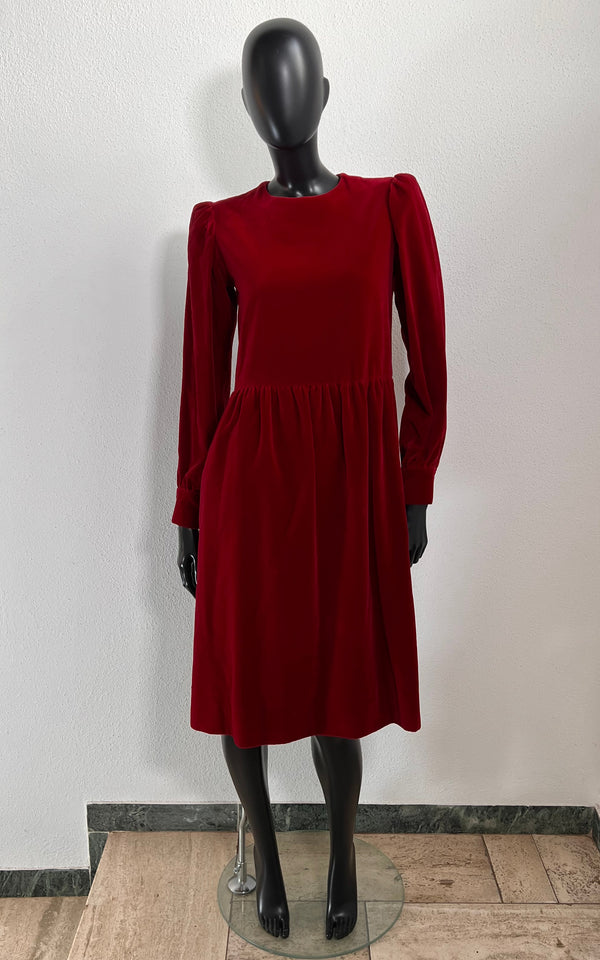 Vintage Yves Saint Laurent Red Velvet Dress