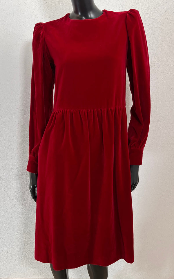 Vintage Yves Saint Laurent Red Velvet Dress