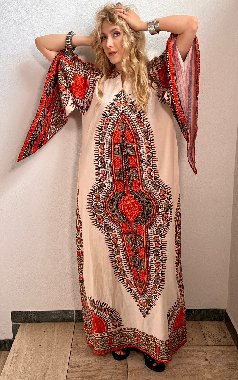 Vintage 70s Dashiki Maxi Kaftan