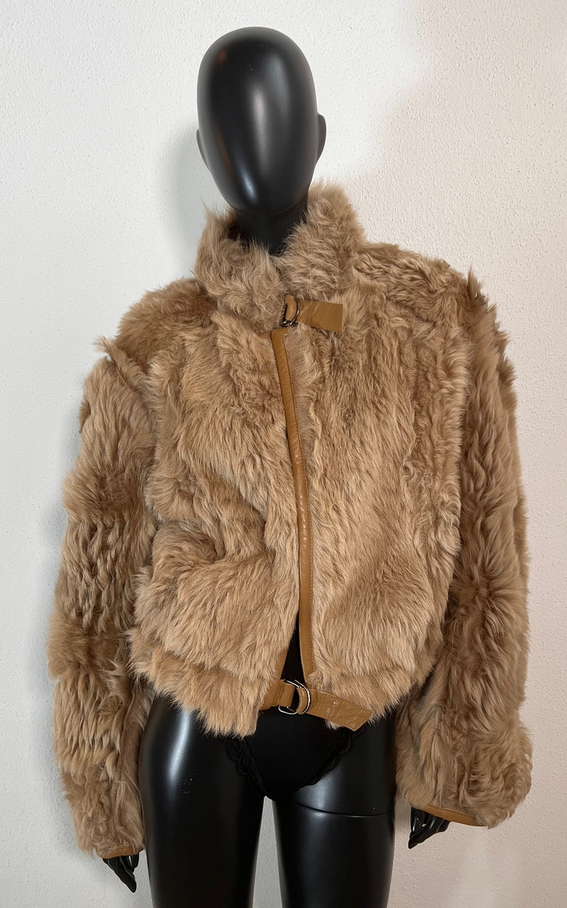 Vintage Cropped Curly Shearling Jacket