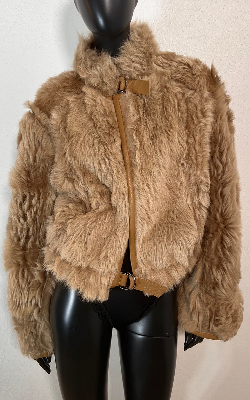 Vintage Cropped Curly Shearling Jacket