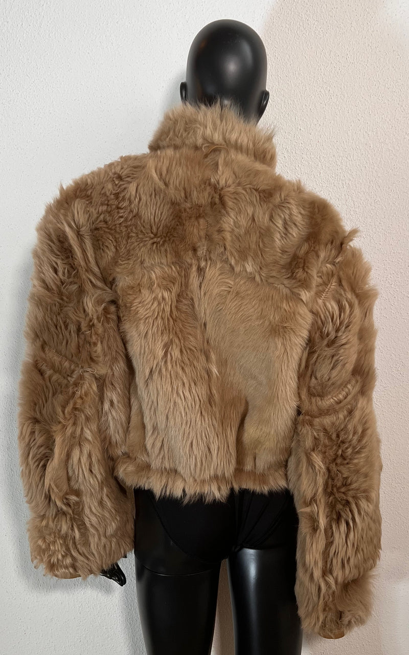 Vintage Cropped Curly Shearling Jacket