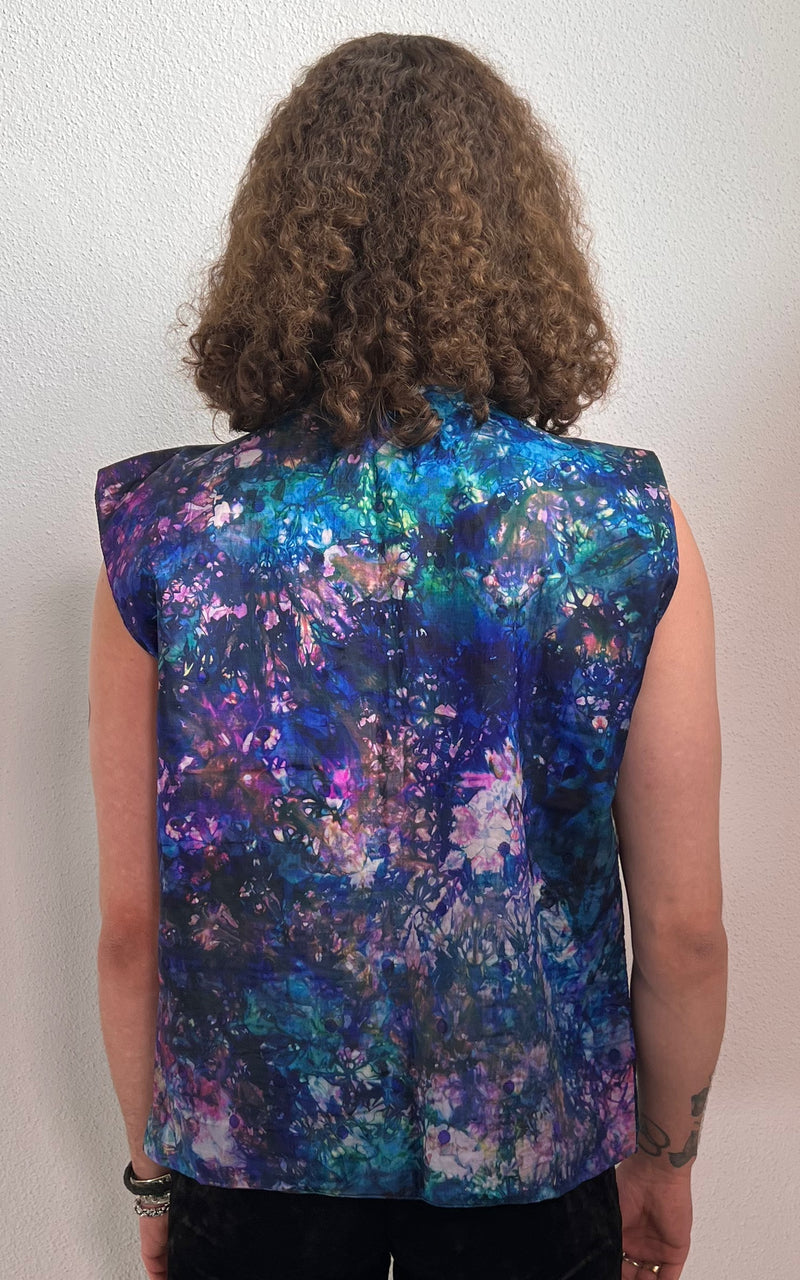 Vintage MENS 70s Silk Tye Dye Waistcoat