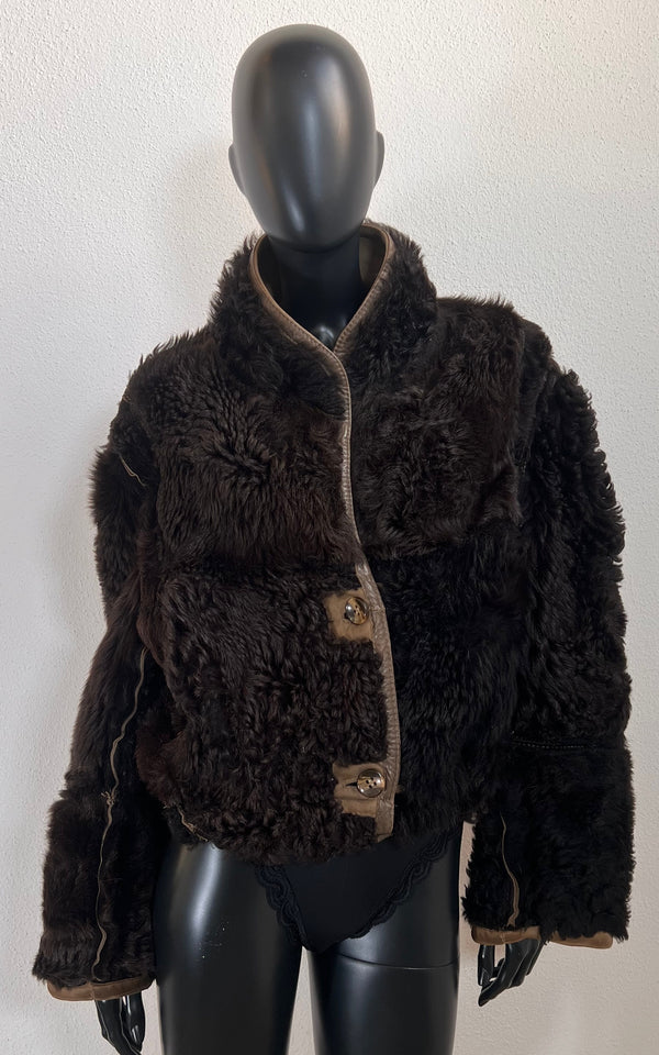 Vintage Cropped Curly Shearling Jacket