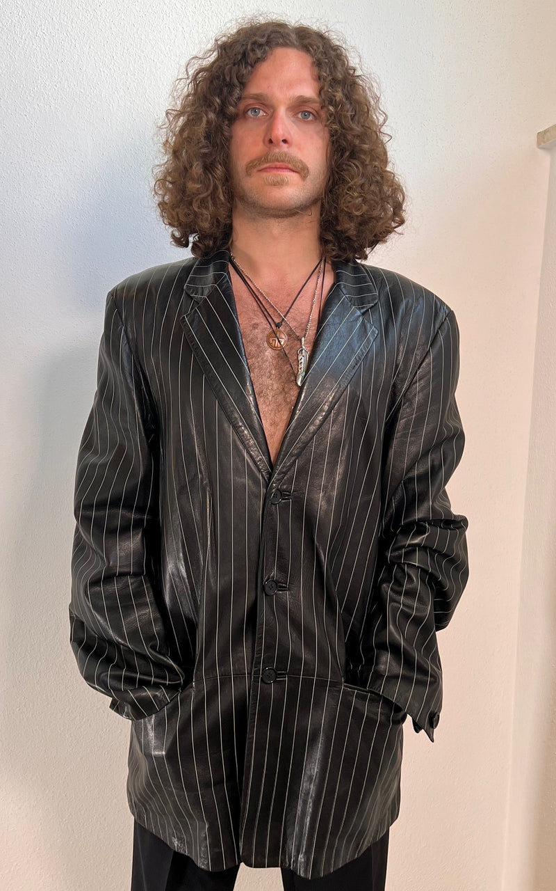 Vintage MENS Versace Pinstripe Leatherjacket