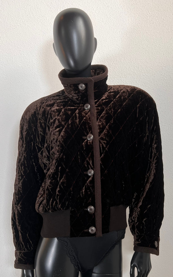 Vintage Escada Brown Velvet Bomber Jacket