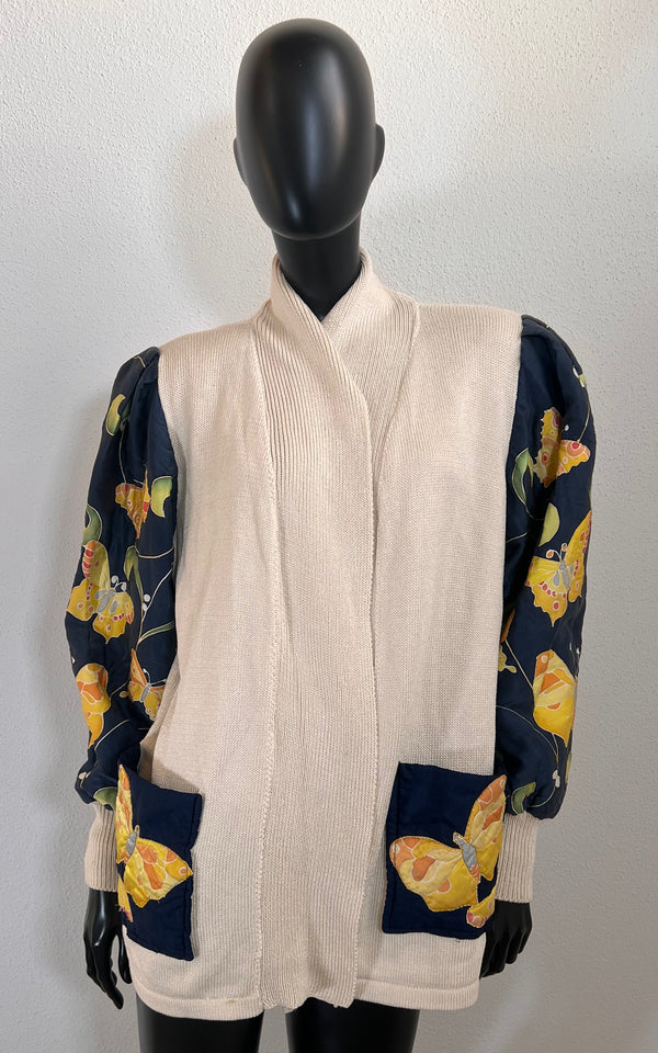 Vintage Knit and Silk Cardigan