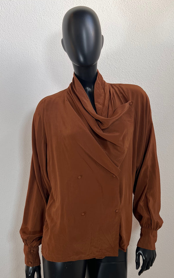 Vintage Madeleine Shawl Collar Silk Blouse