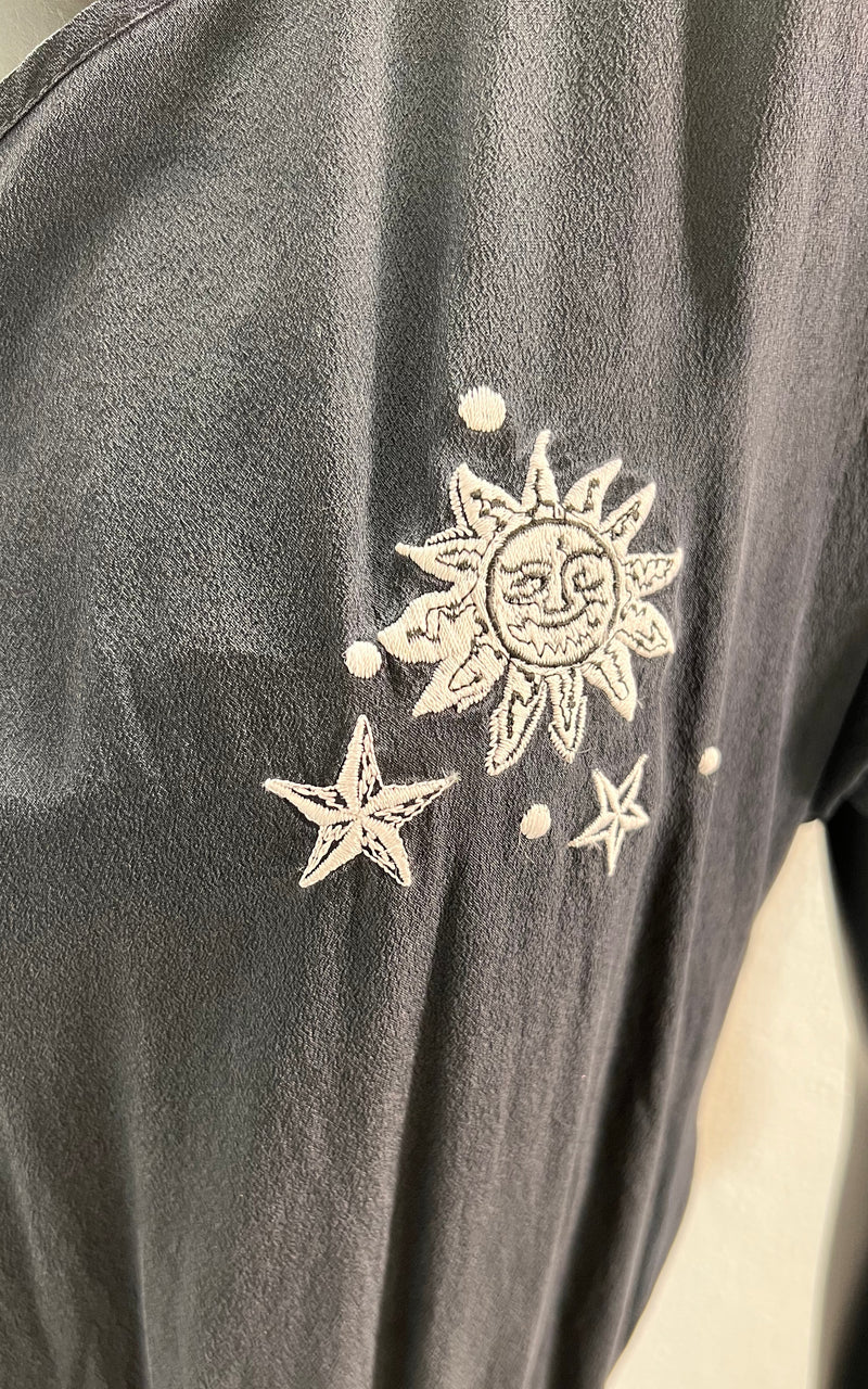 Vintage Laurel Sun Moon Stars Silk Body