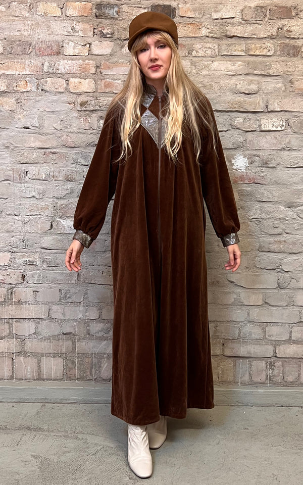 Vintage Louis Feraud Brown Velvet Dress