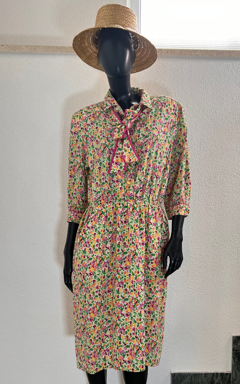 Vintage Little Flower Silk Dress