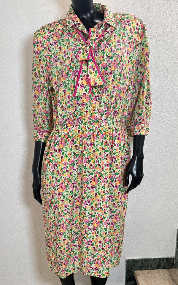 Vintage Little Flower Silk Dress