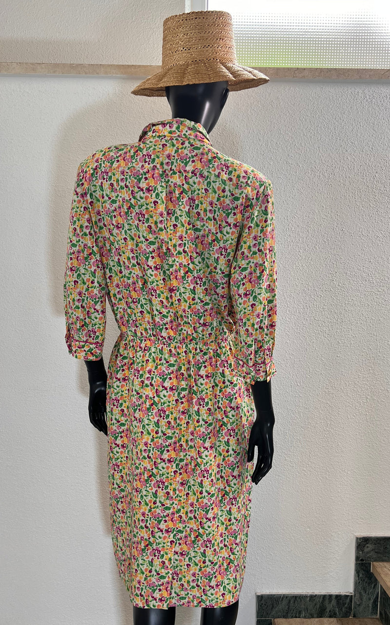 Vintage Little Flower Silk Dress