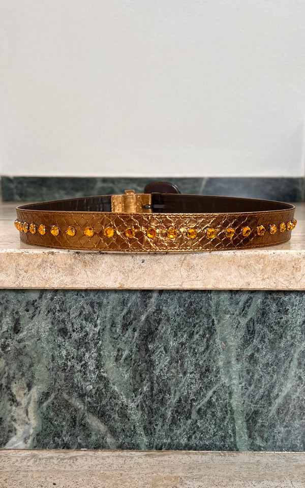 Vintage Yves Saint Laurent 70s Gold Snakeskin Belt