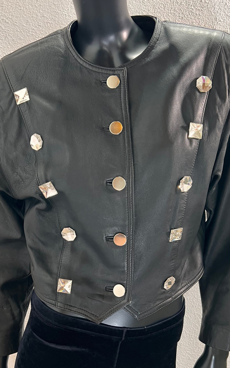 Vintage 90s Clear Crystal Leatherjacket