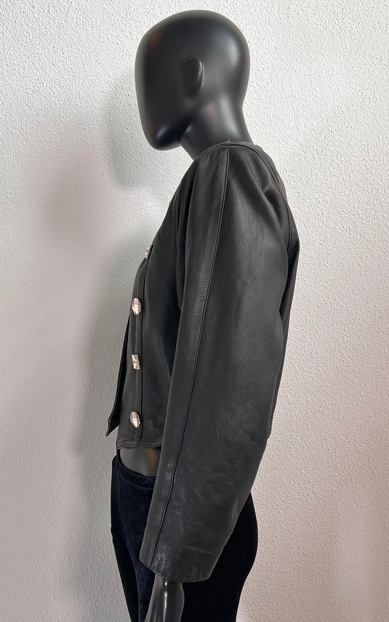 Vintage 90s Clear Crystal Leatherjacket