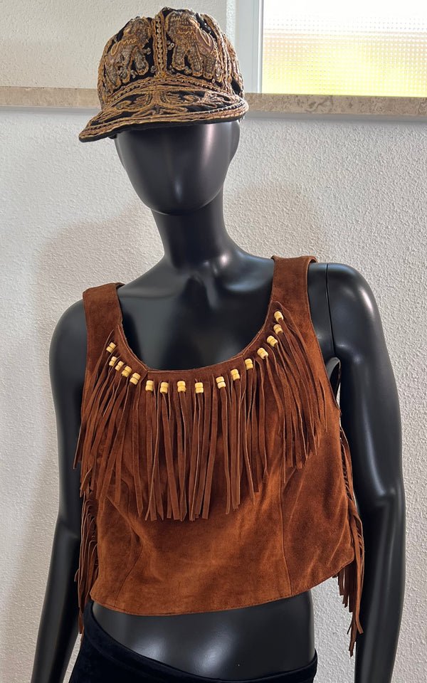 Vintage Fringed Suede Top