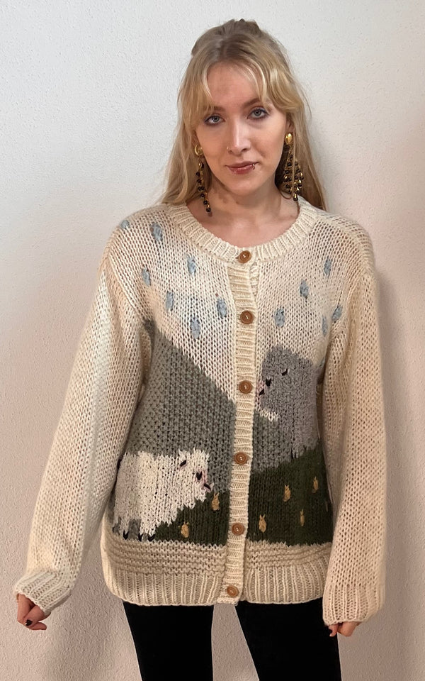 Vintage Handmade Sheep Cardigan