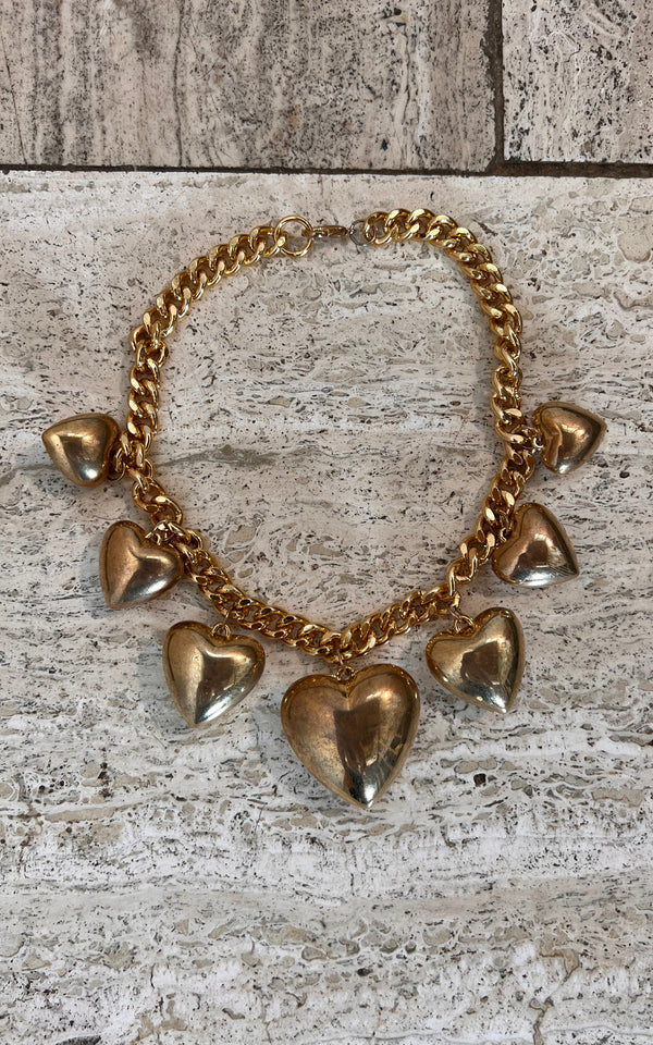 Vintage 90s Hearts Necklace & Bracelet Set