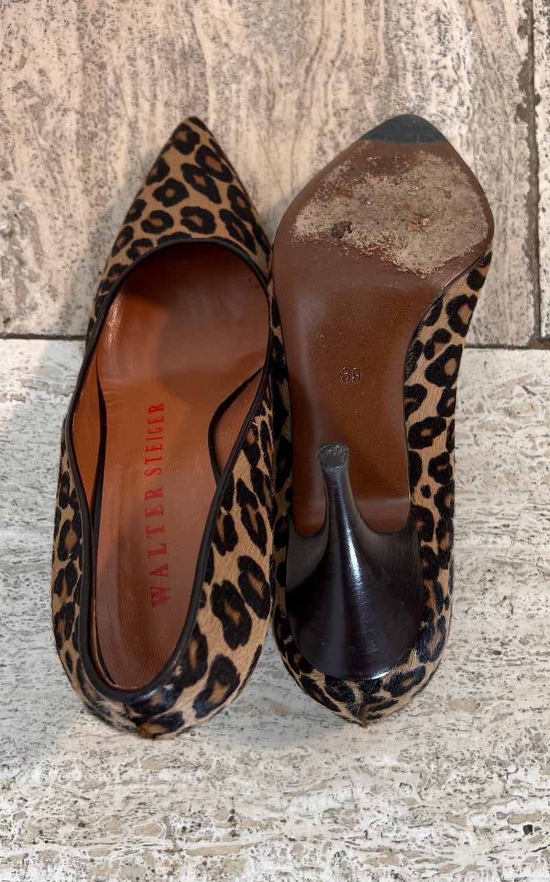 Vintage Walter Steiger Leo Fur Mules 39