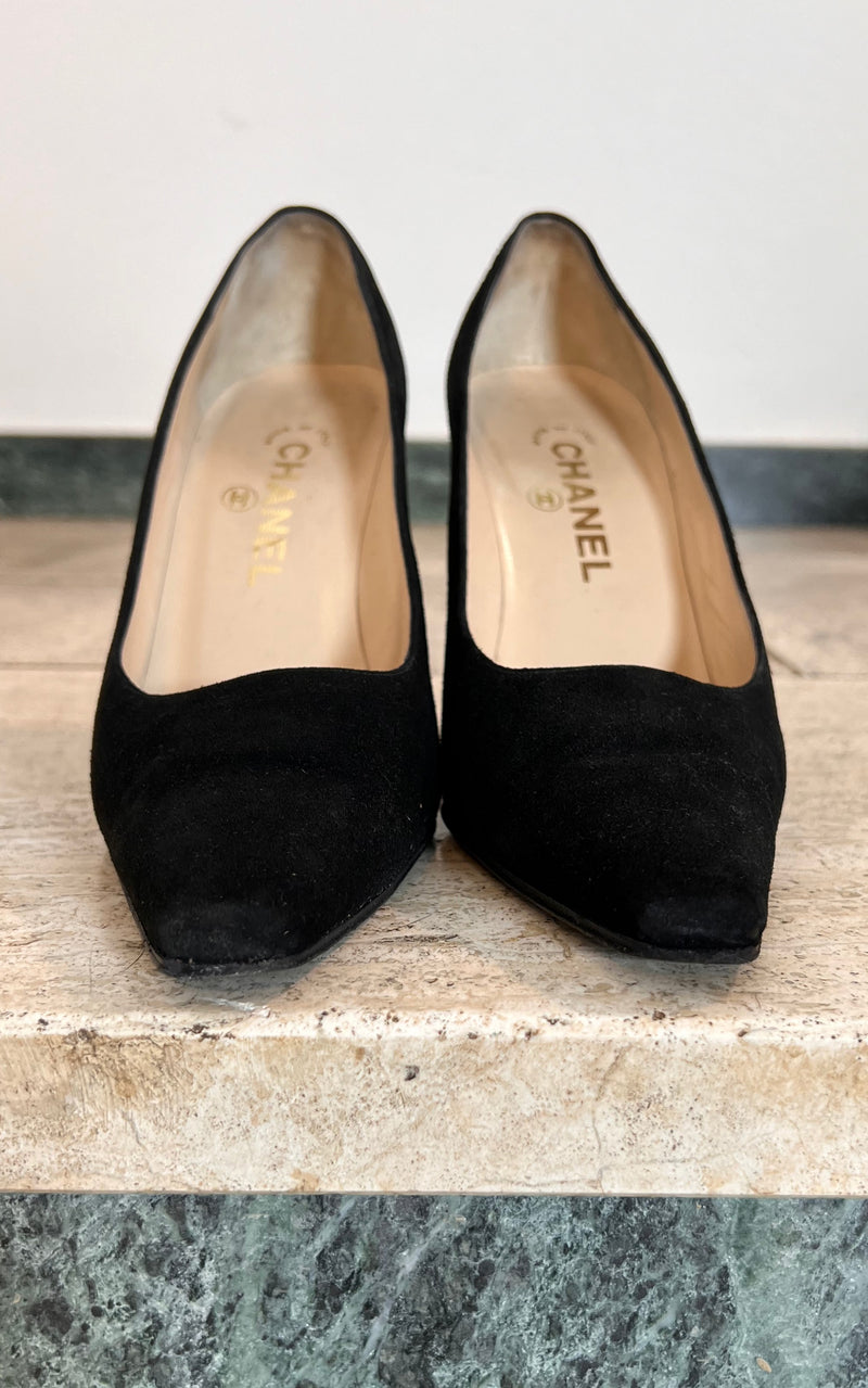 Vintage Chanel Suede Mules 38