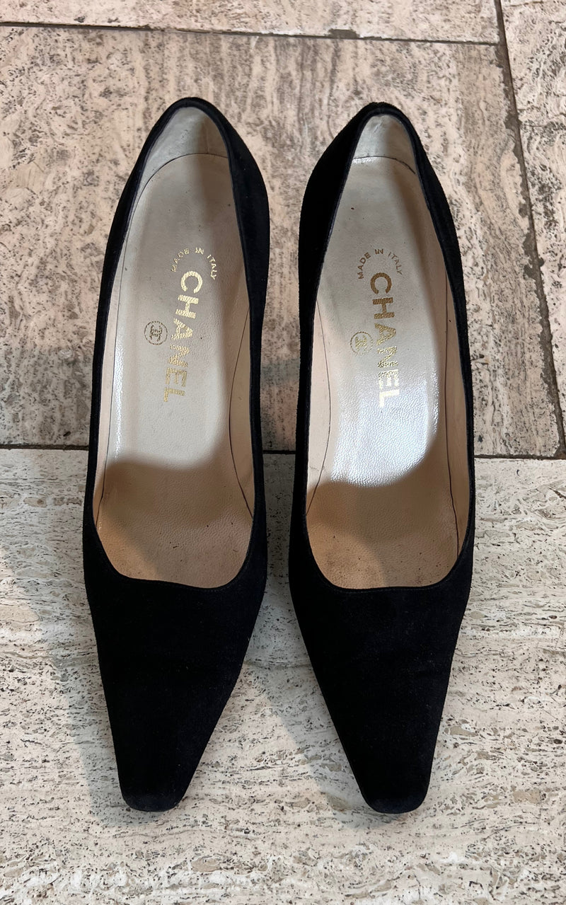 Vintage Chanel Suede Mules 38