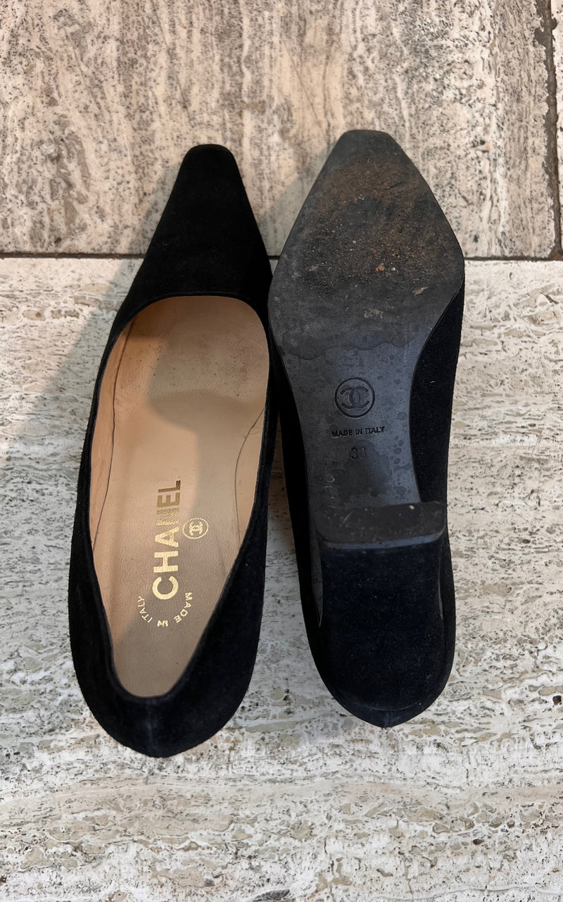 Vintage Chanel Suede Mules 38