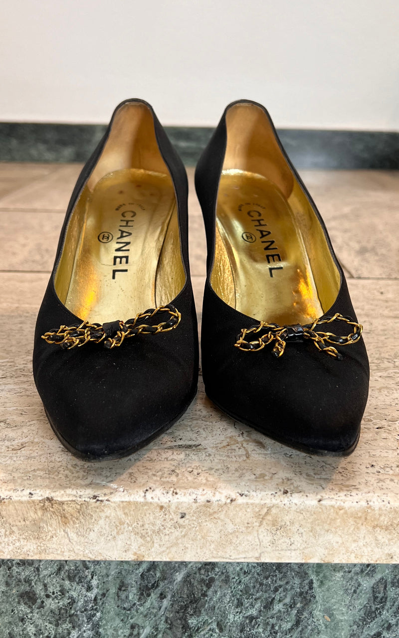 Vintage Chanel Silk Heels 38,5