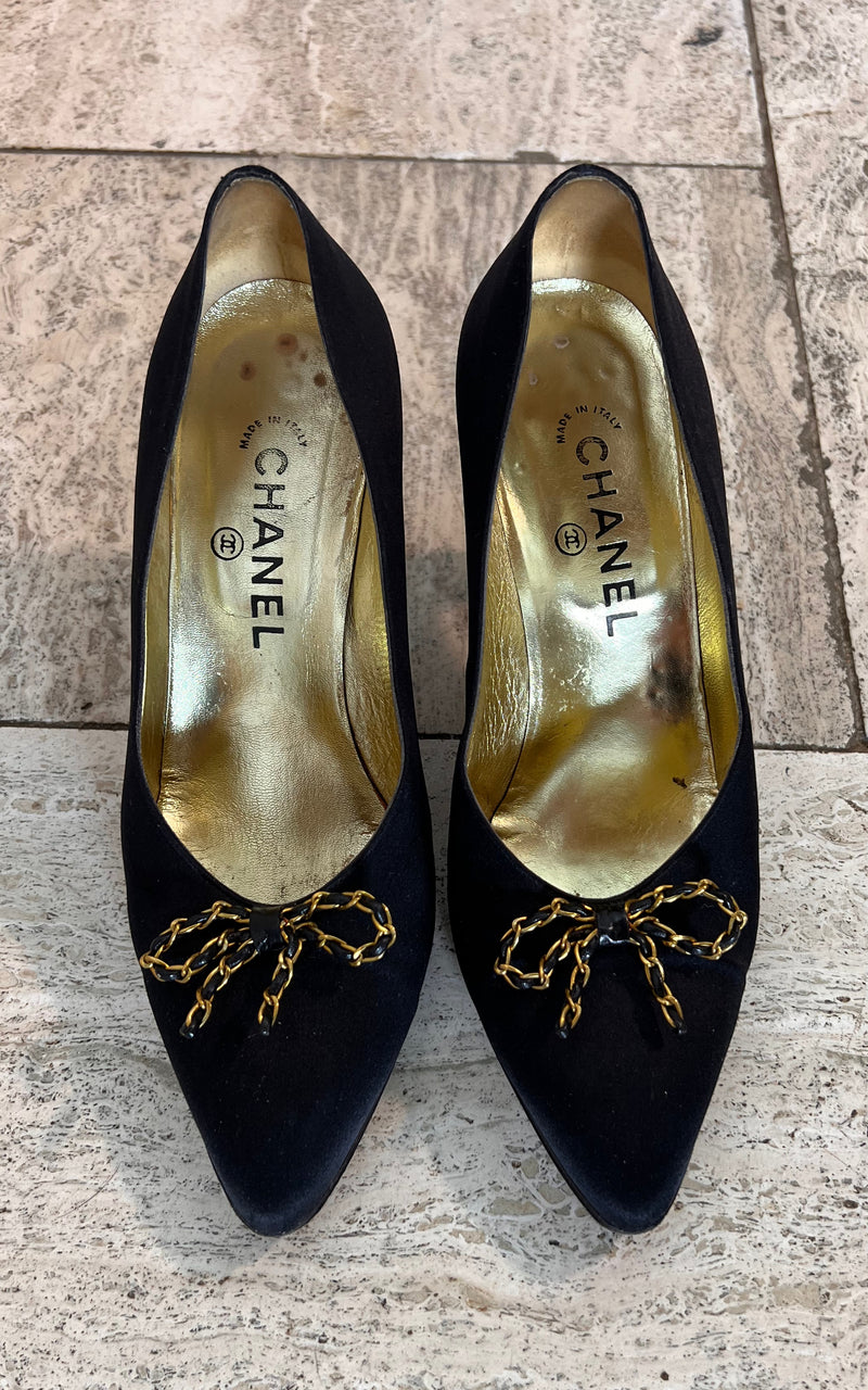 Vintage Chanel Silk Heels 38,5