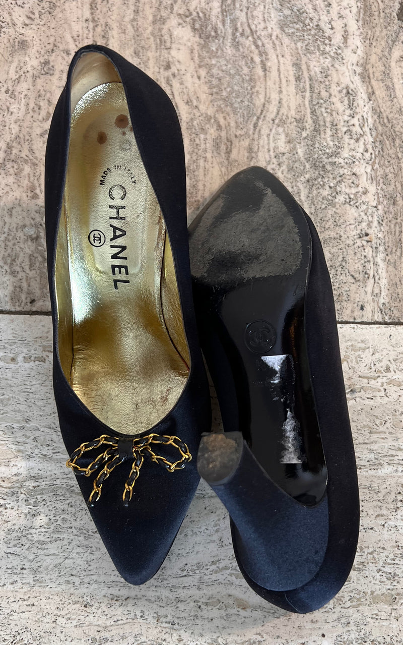 Vintage Chanel Silk Heels 38,5